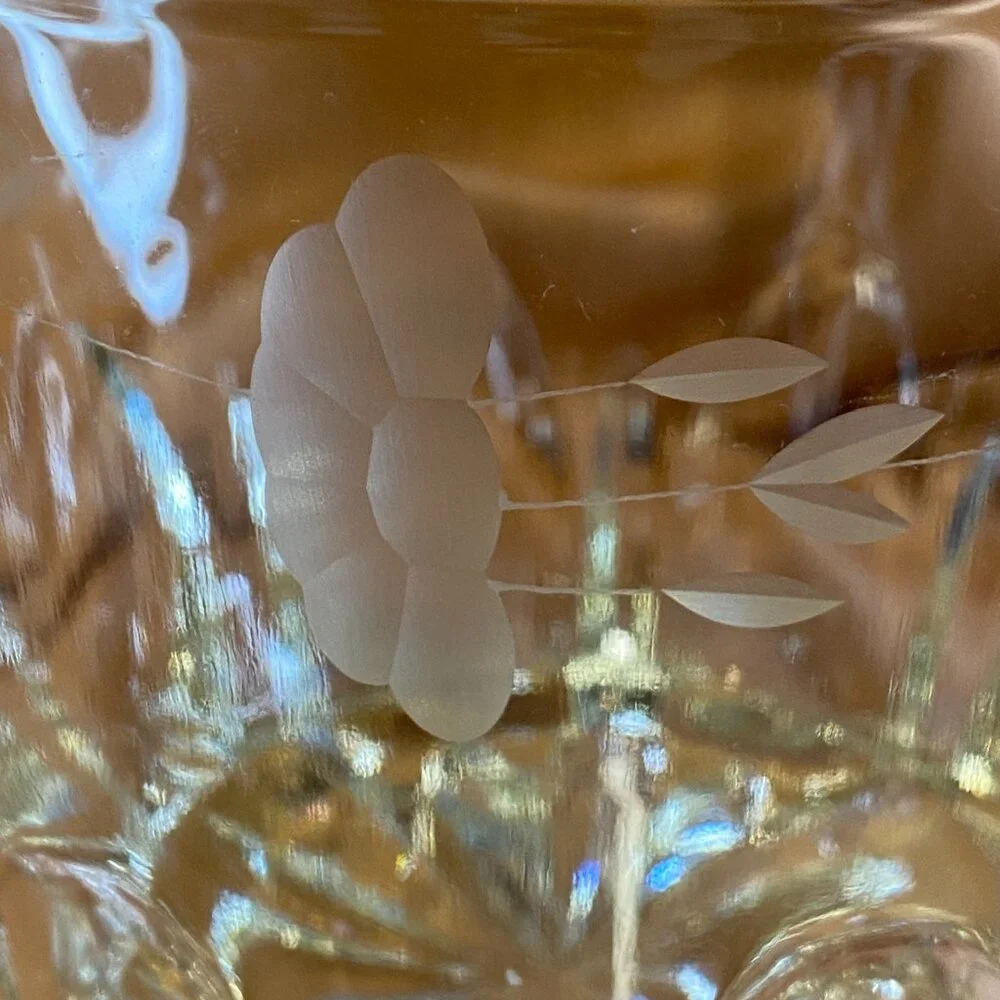 Vintage Princess House Heritage Collection Etched Floral Lead Crystal Ice Bucket
